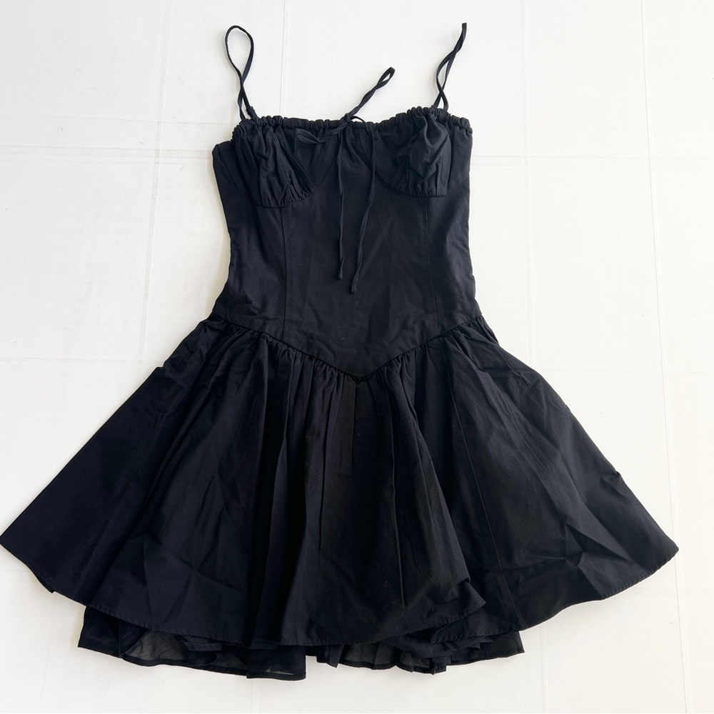 OAK + FORT Black Mini Dress with Flared Skirt